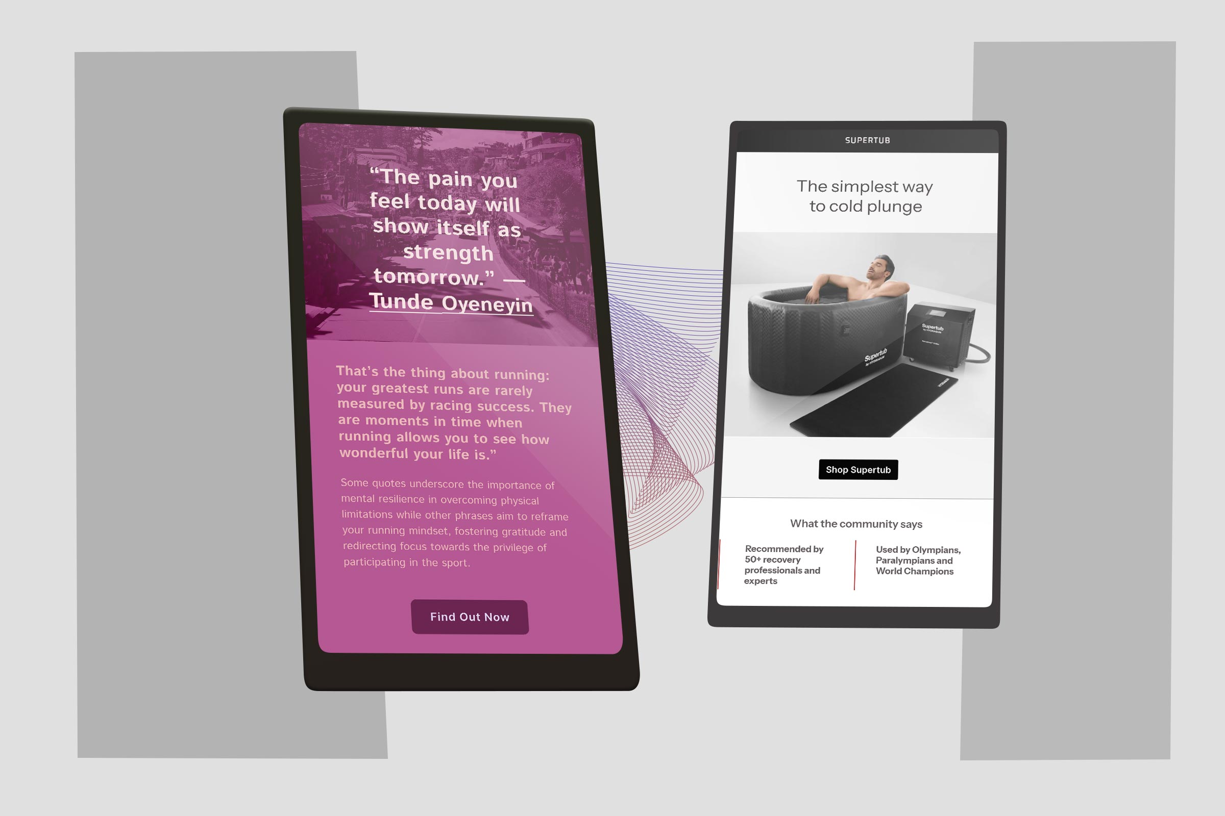 eDM Running and Supertub mockups