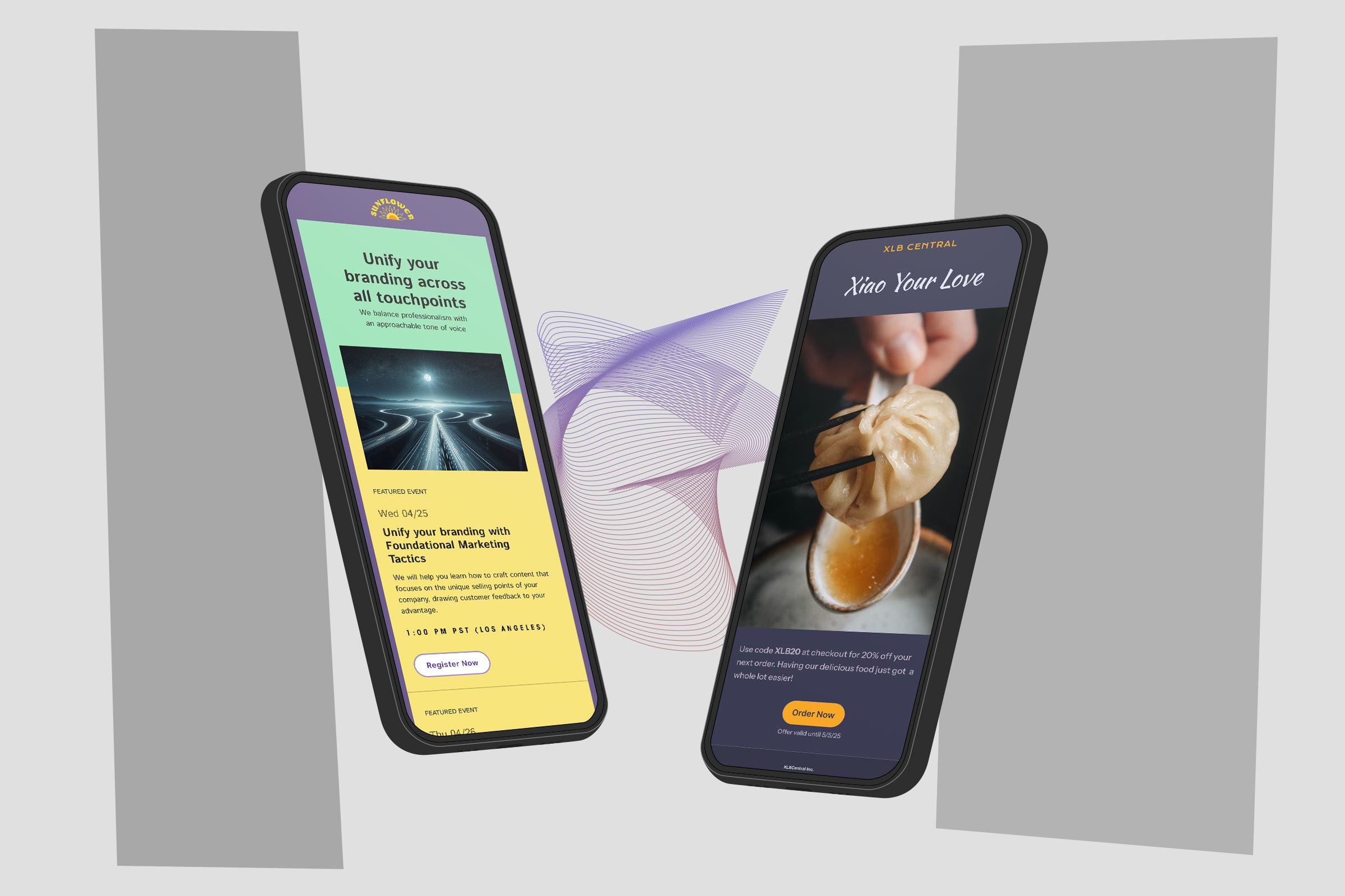 eDM Sunflower and XLB Central mockups