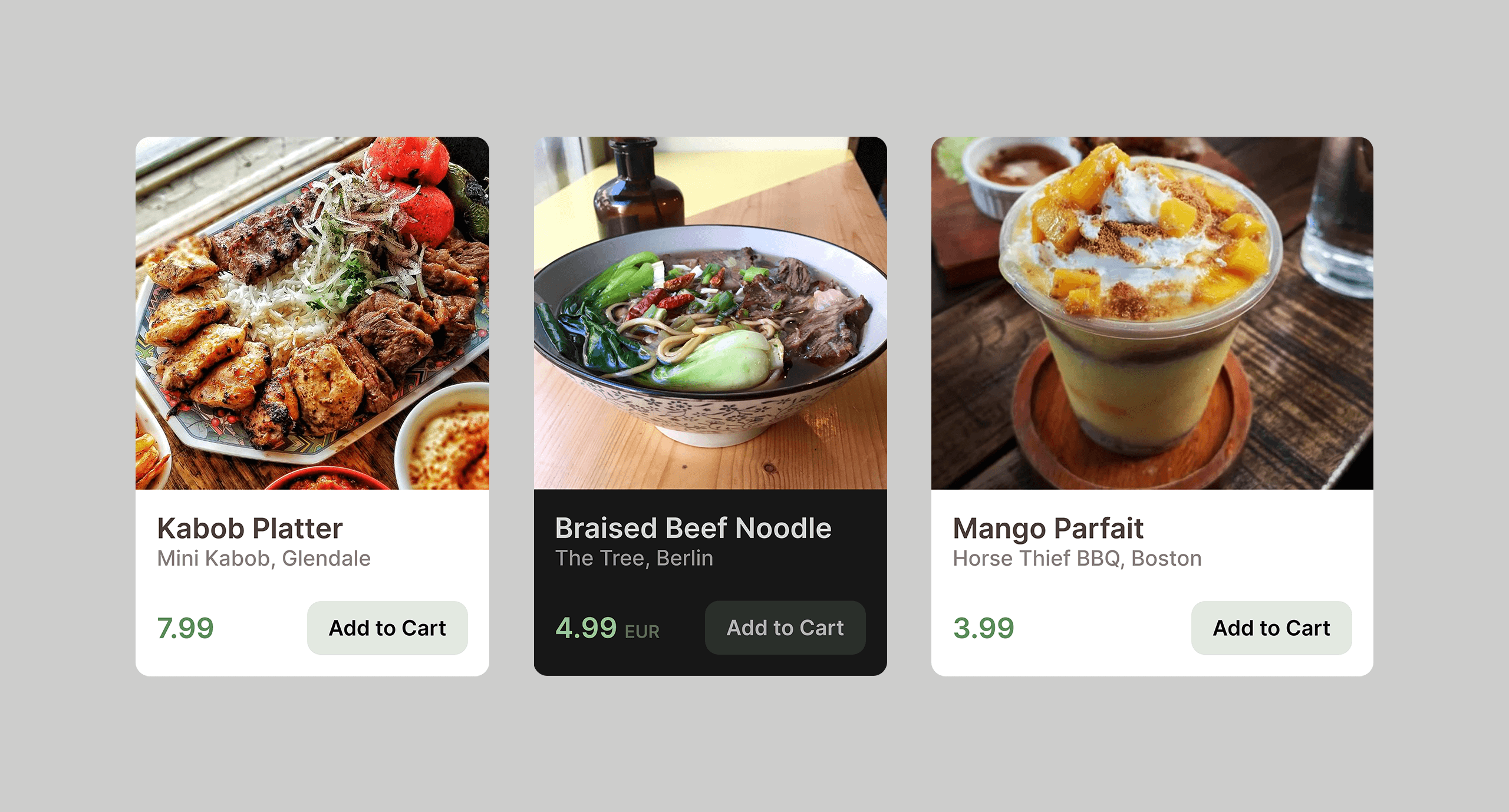 Food card designs