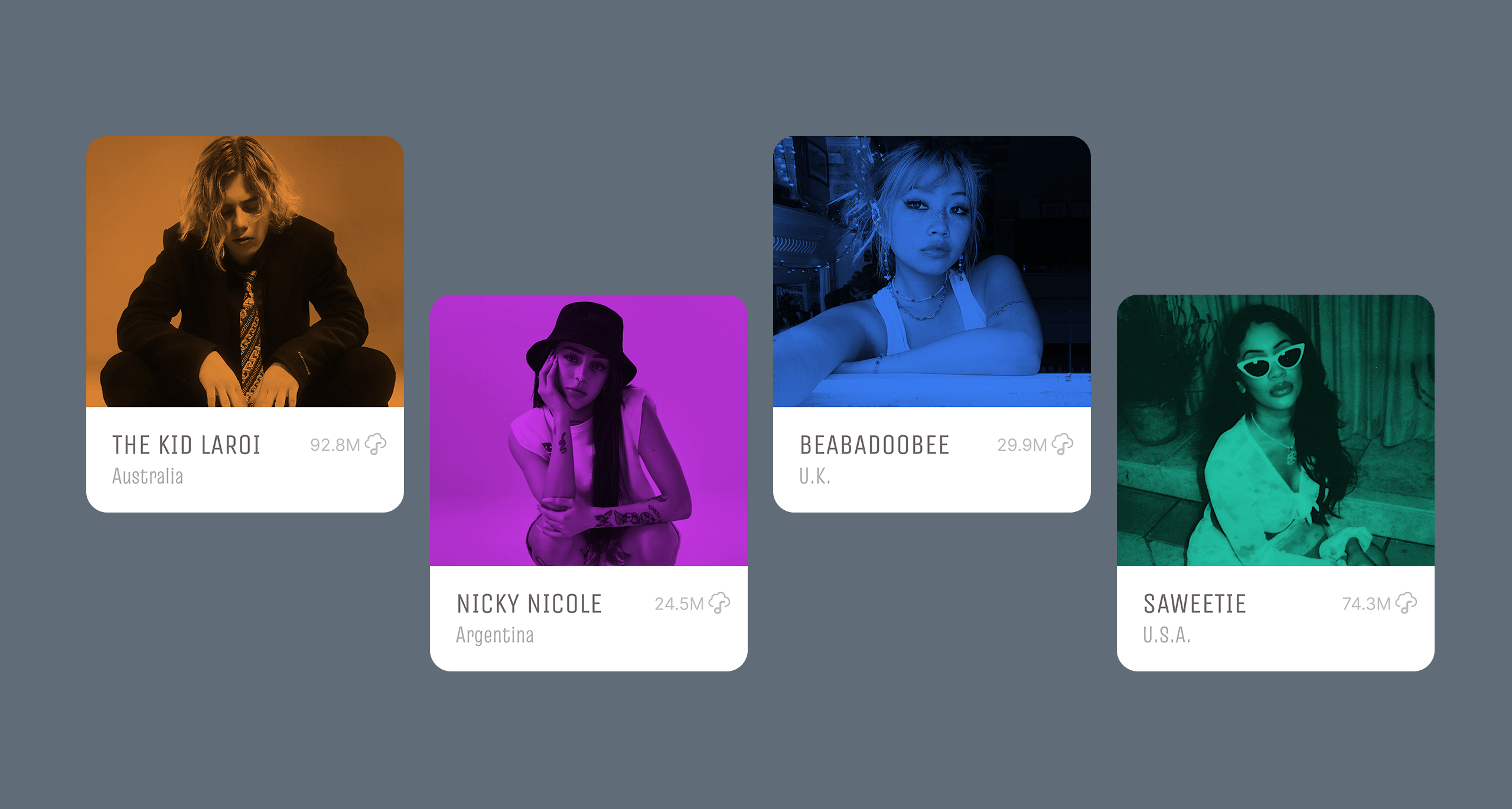 Music artist card streaming designs