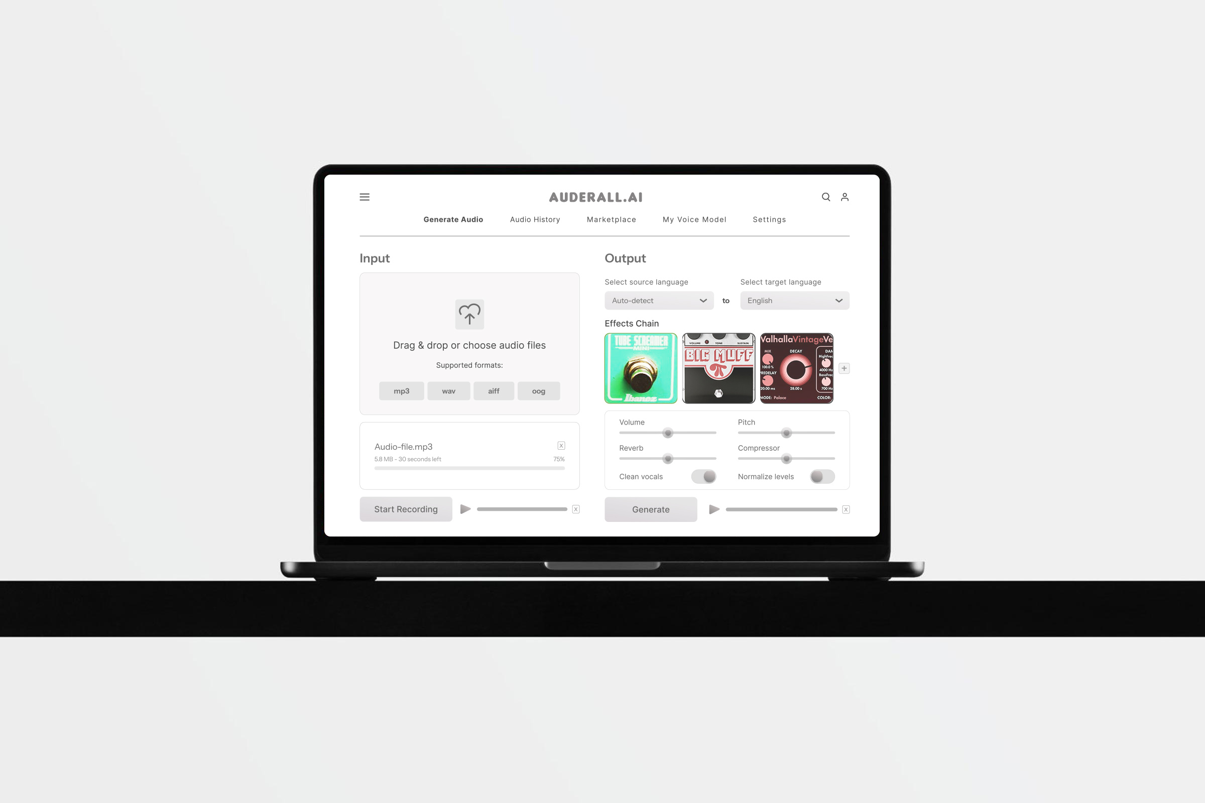 Auderall AI Web App Design
