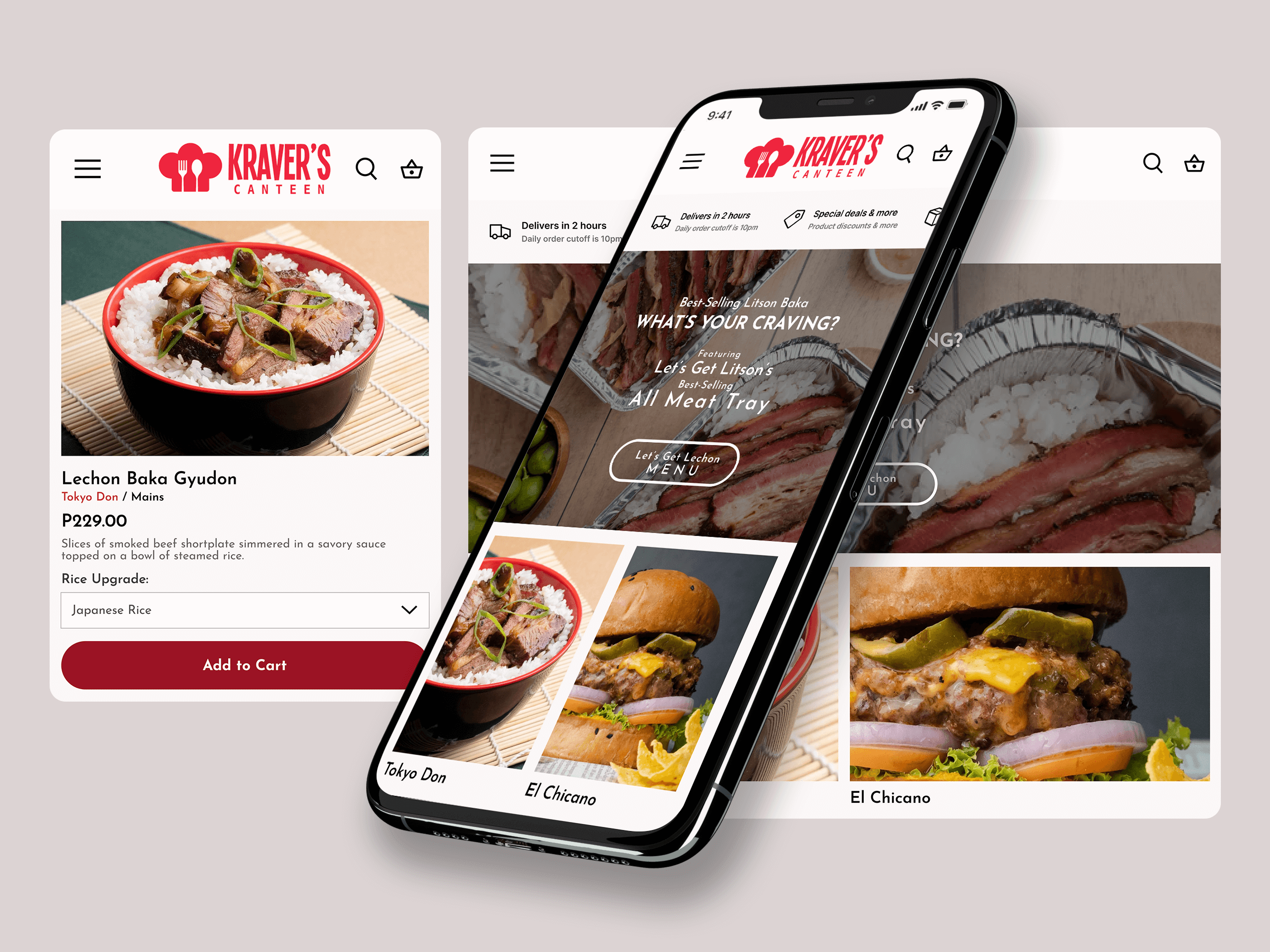 Kraver's Canteen Mobile UI design